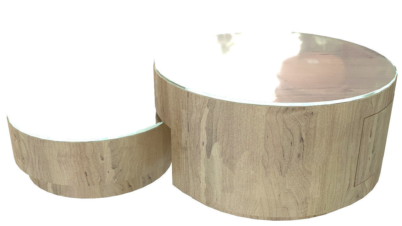 Cylinder table push drawer 3D model_2