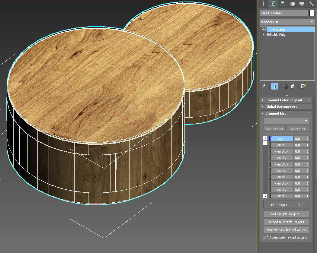 Cylinder table push drawer 3D model_8
