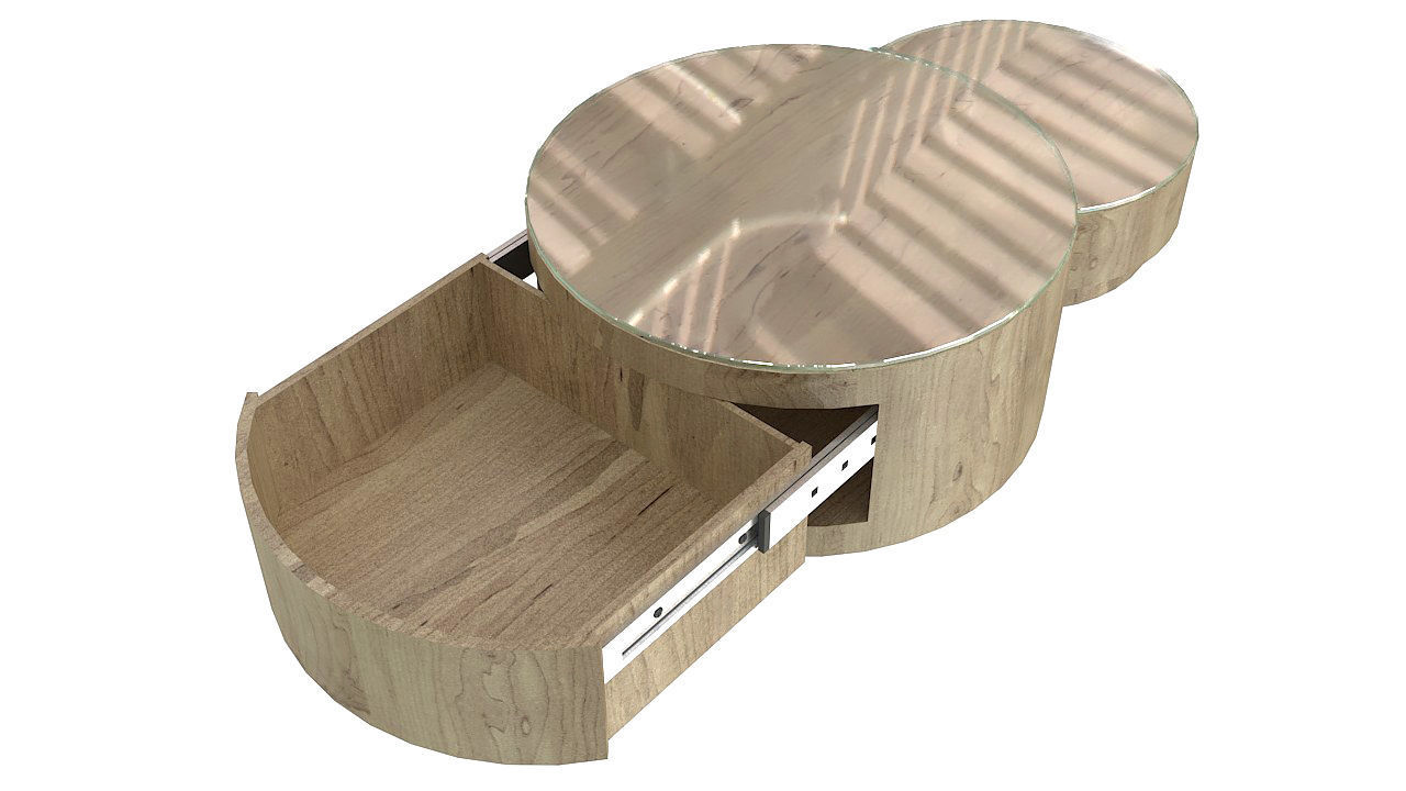 Cylinder table push drawer 3D model_5