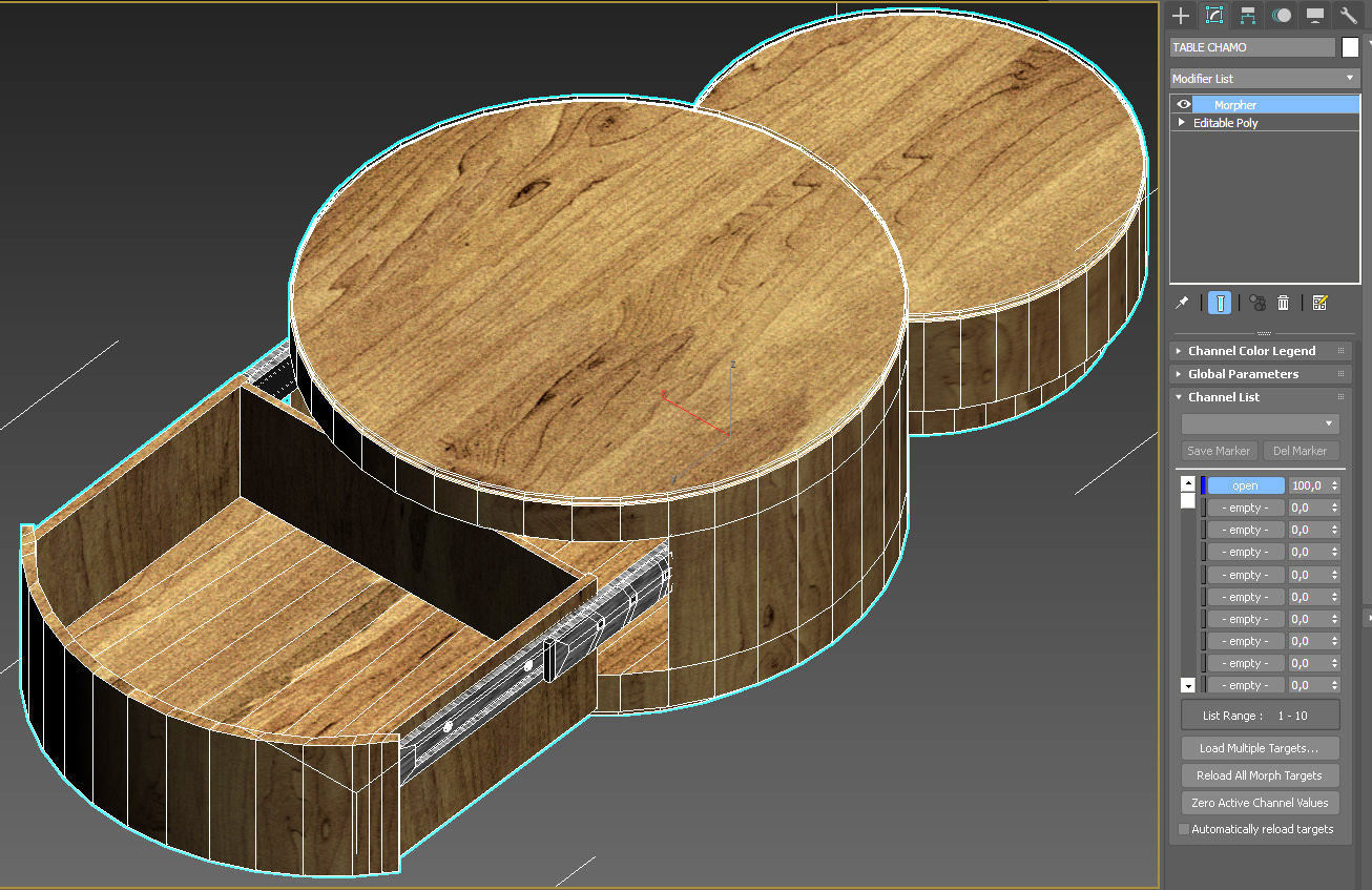 Cylinder table push drawer 3D model_10