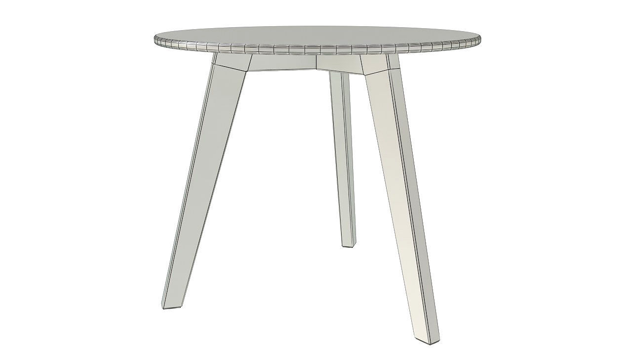 Three legs black table 3D model_5