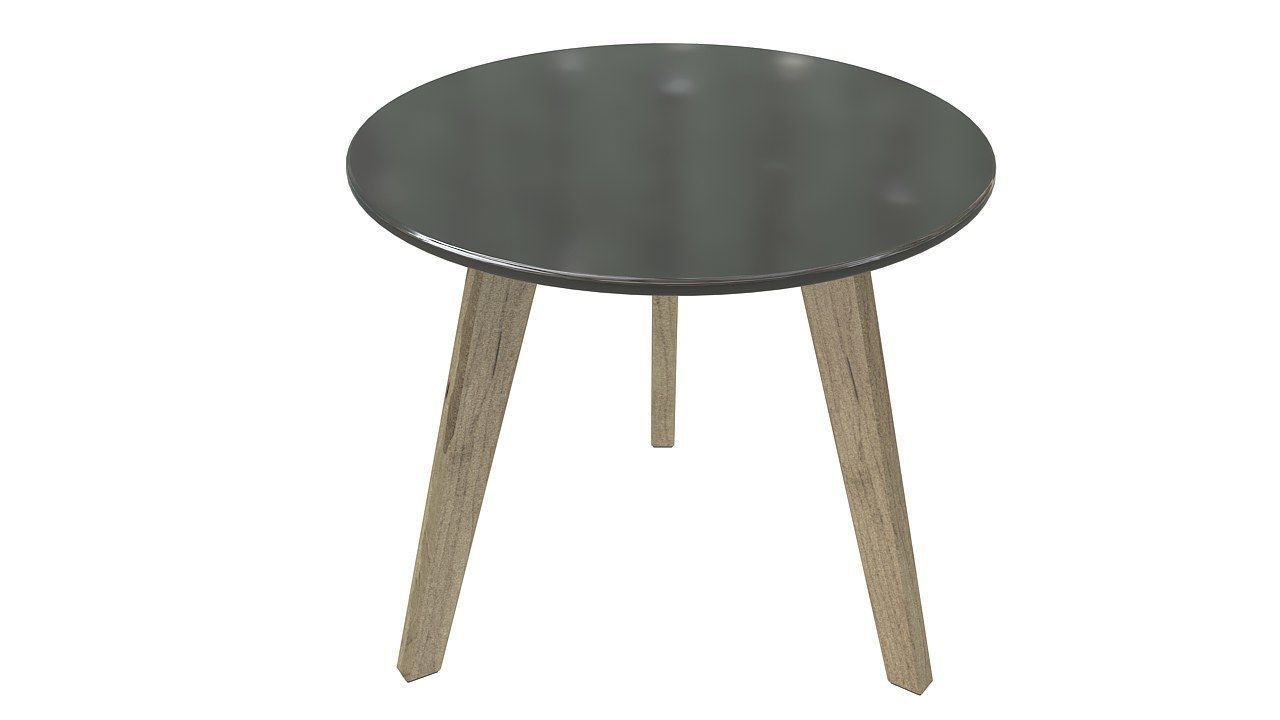 Three legs black table 3D model_4
