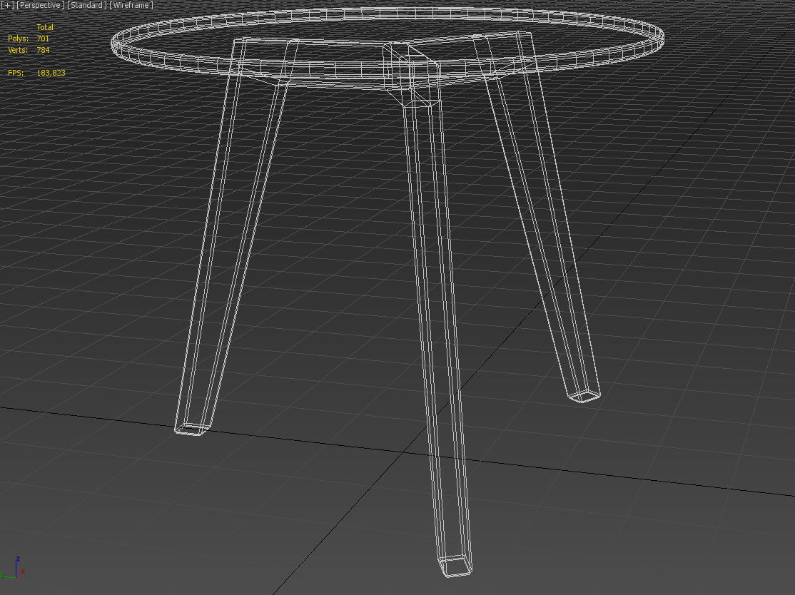 Three legs black table 3D model_10