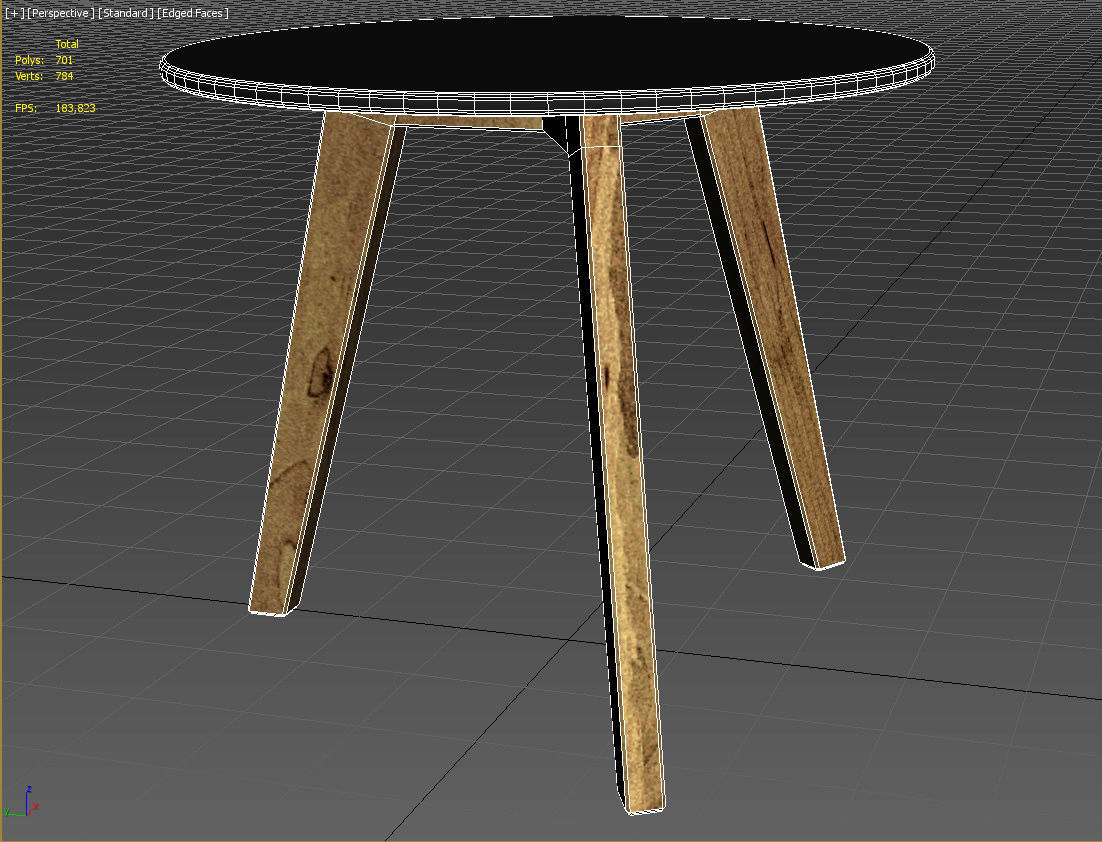 Three legs black table 3D model_11
