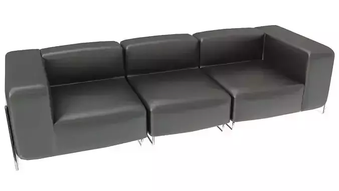 Black leather padded sofa 3D model
