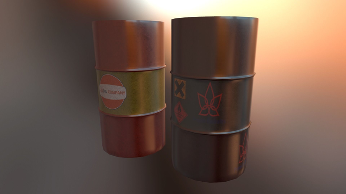 Oil Drum package Low-poly 3D model