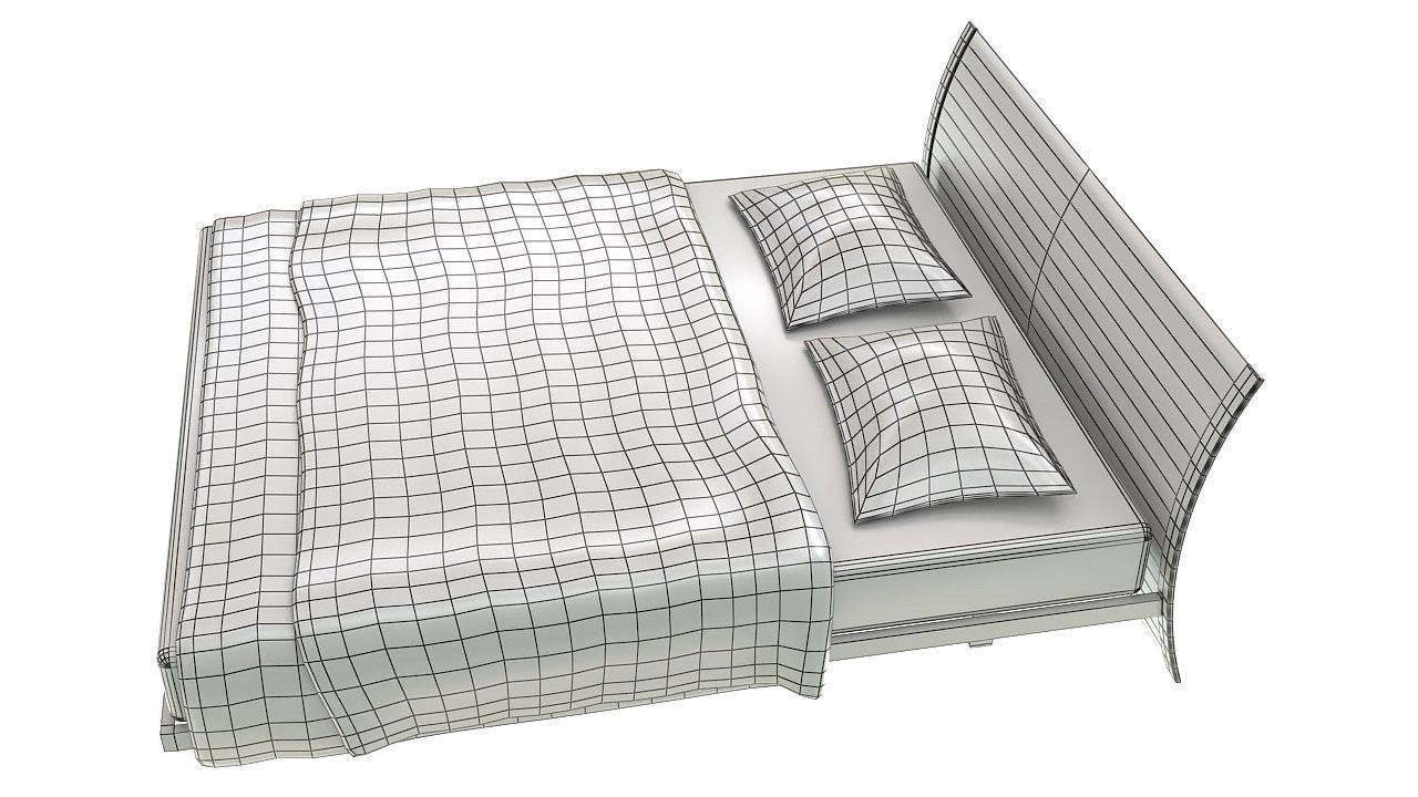 Curved back double  bed 3D model_10