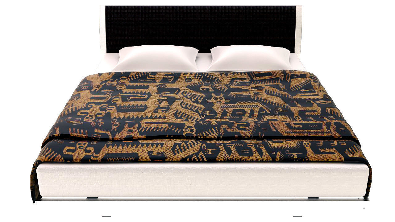 Curved back double  bed 3D model_2