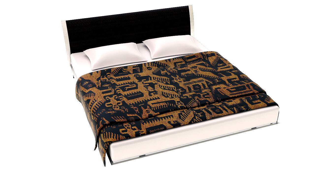 Curved back double  bed 3D model_6