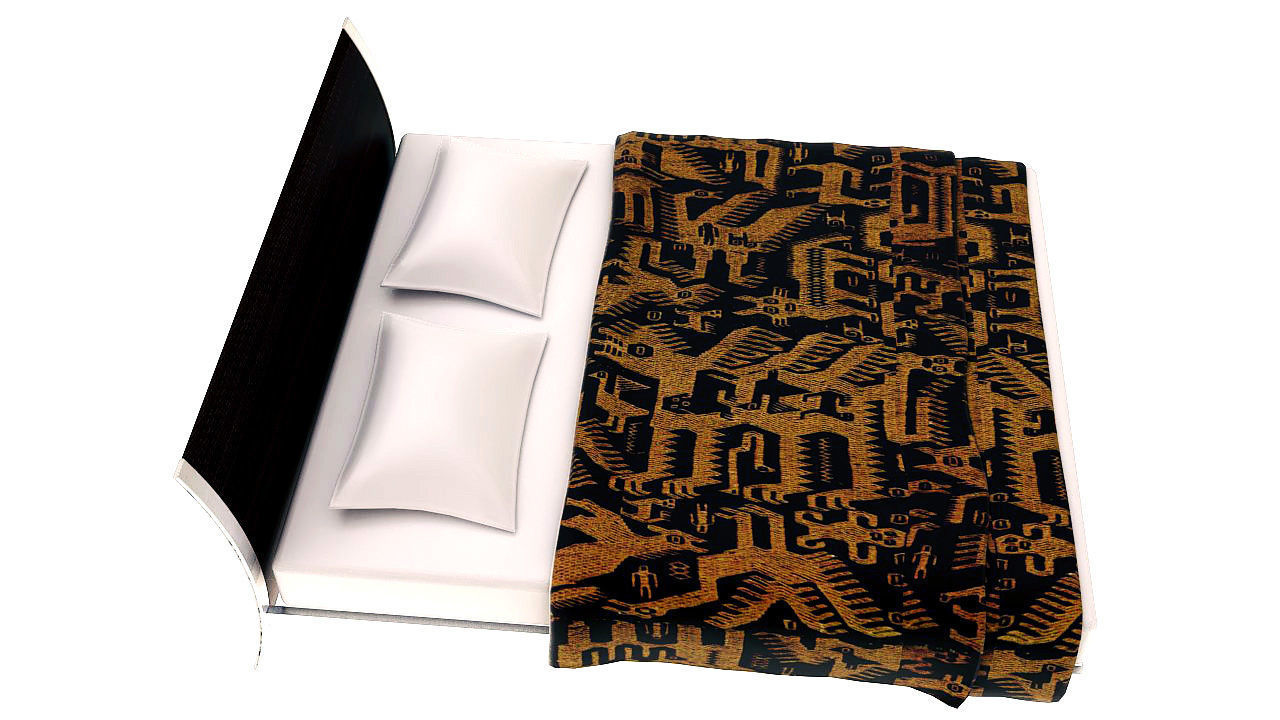 Curved back double  bed 3D model_5