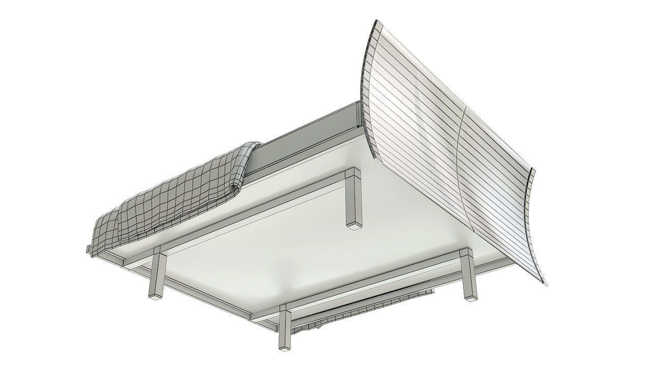 Curved back double  bed 3D model_7