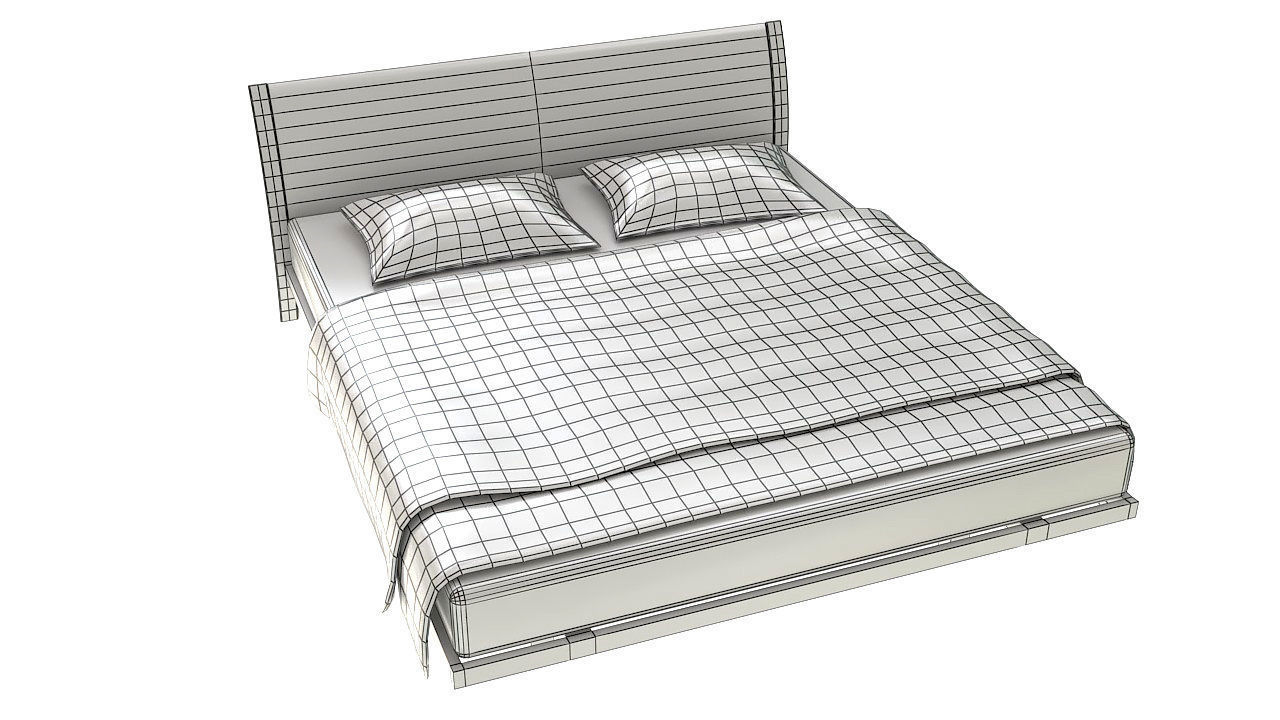 Curved back double  bed 3D model_8
