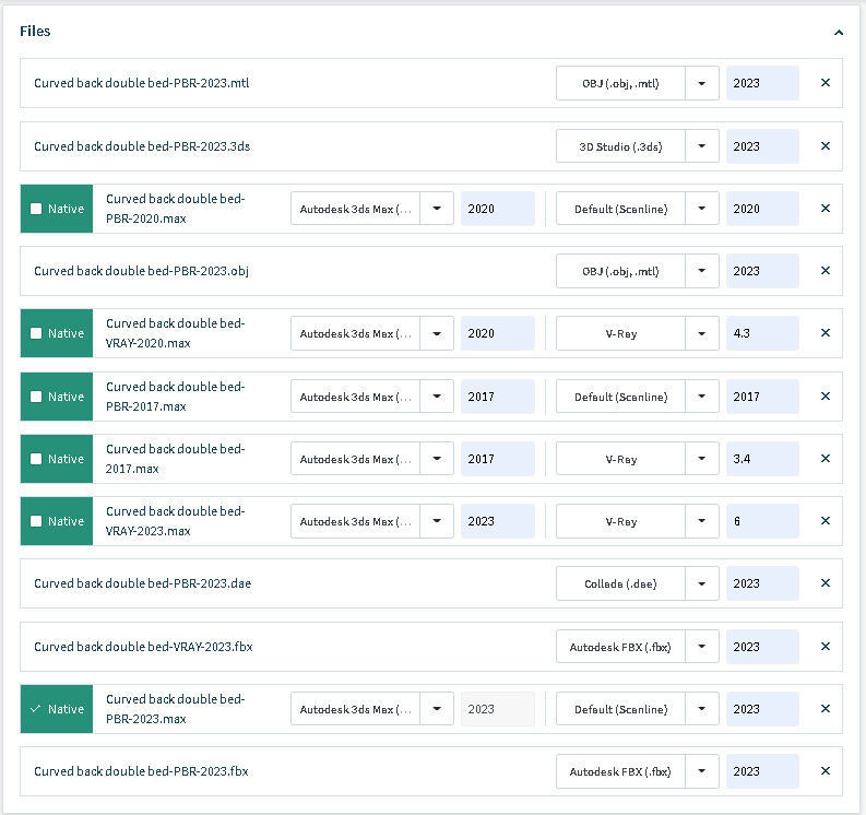 Curved back double  bed 3D model_20