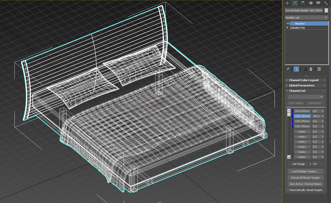 Curved back double  bed 3D model_13