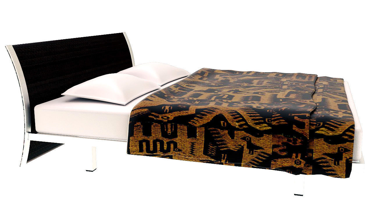 Curved back double  bed 3D model_4