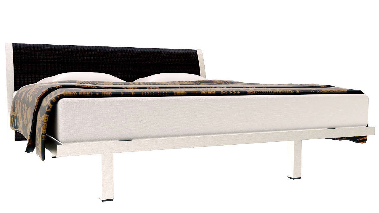 Curved back double  bed 3D model_3
