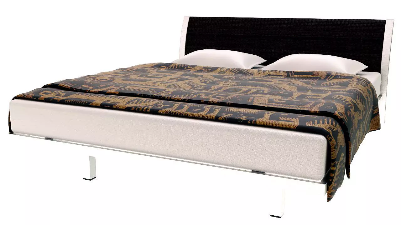 Curved back double  bed 3D model_0