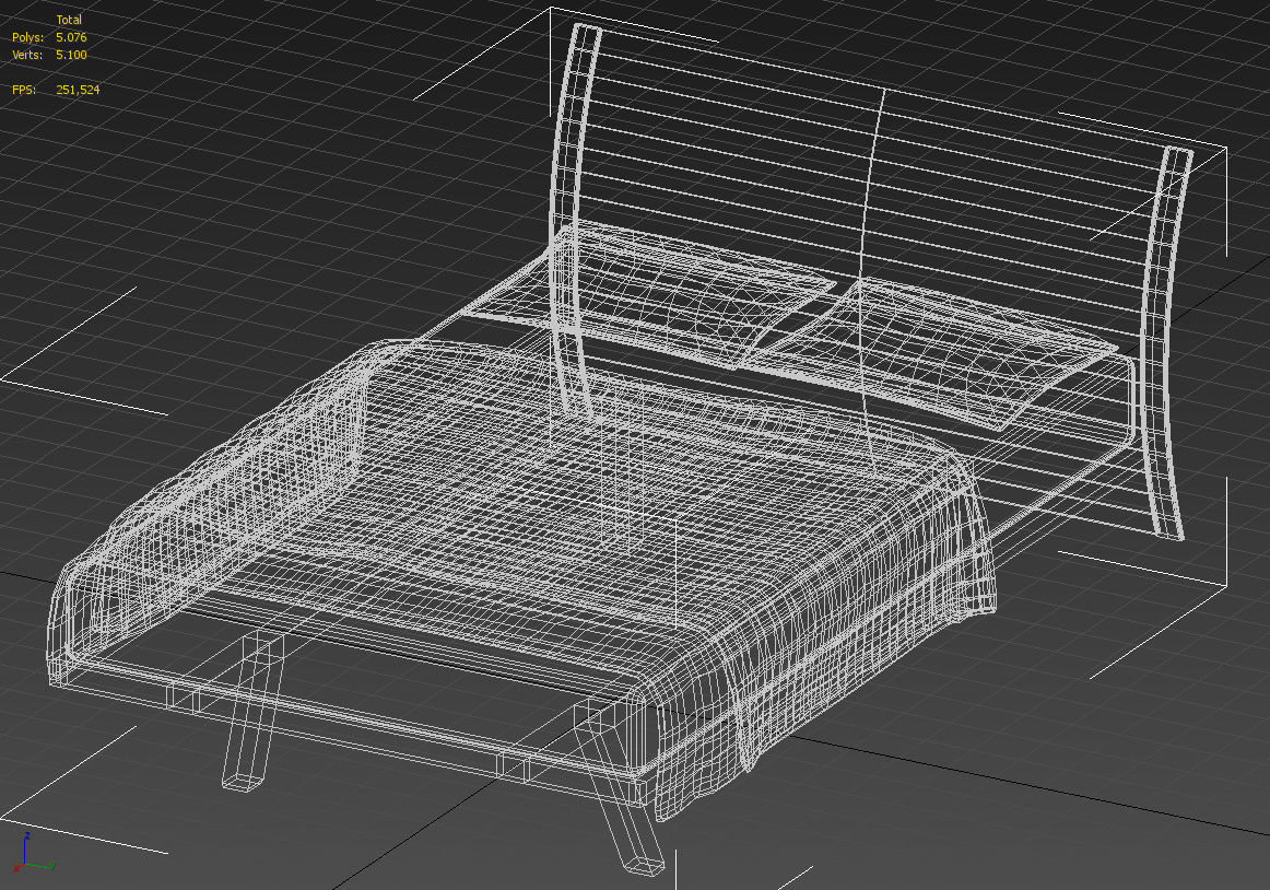 Curved back double  bed 3D model_16