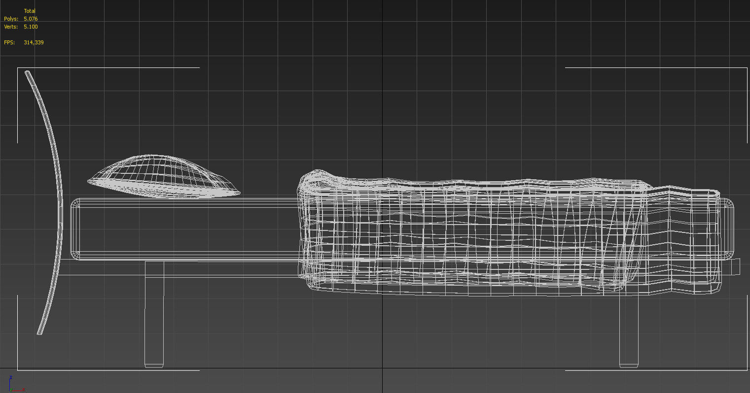 Curved back double  bed 3D model_18