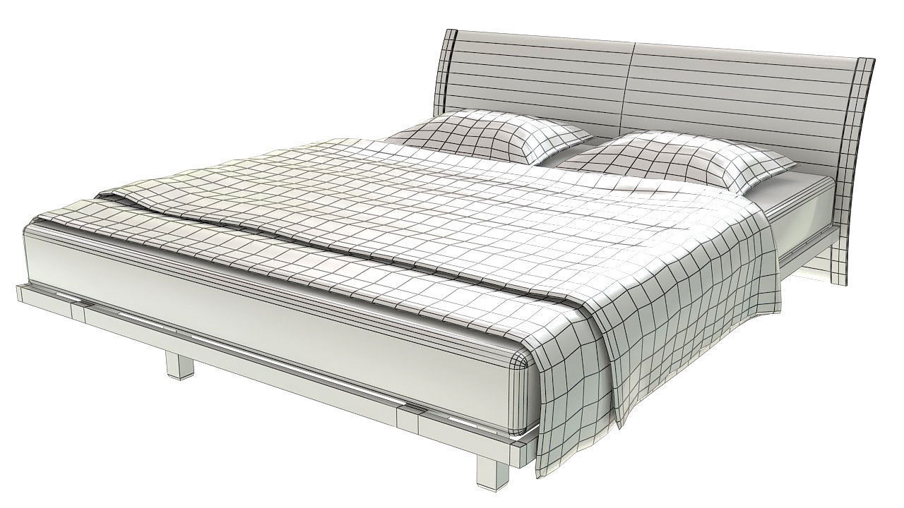 Curved back double  bed 3D model_9