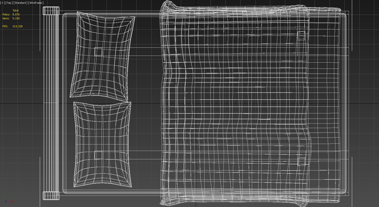 Curved back double  bed 3D model_17