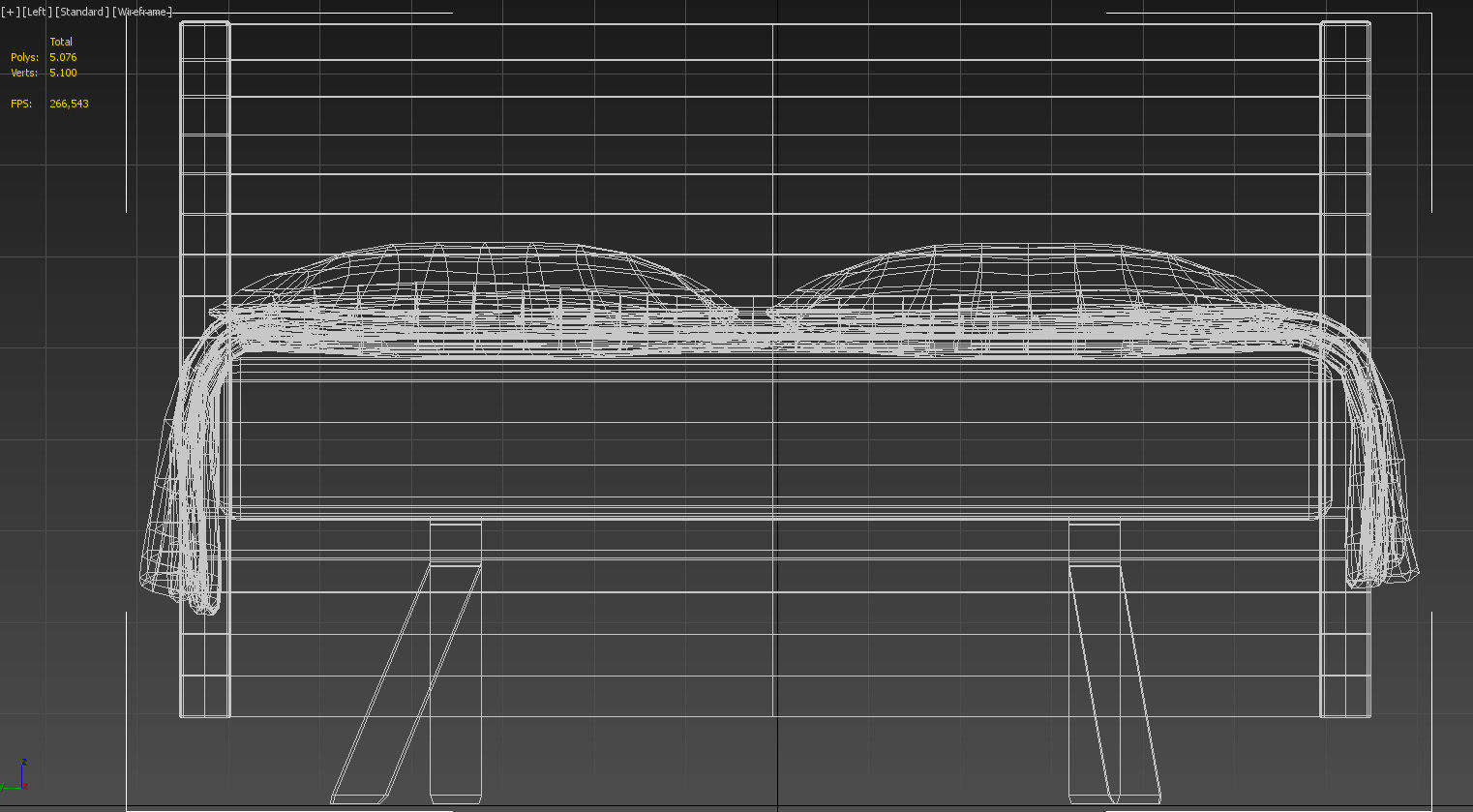 Curved back double  bed 3D model_19