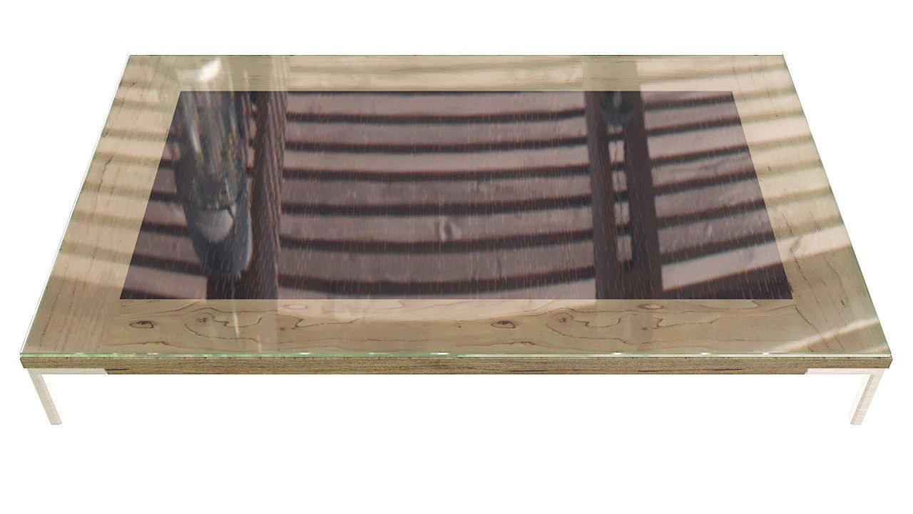Wooden center table with glass 3D model_5