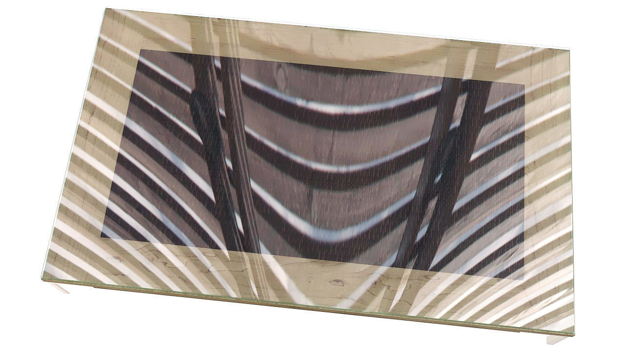 Wooden center table with glass 3D model_4