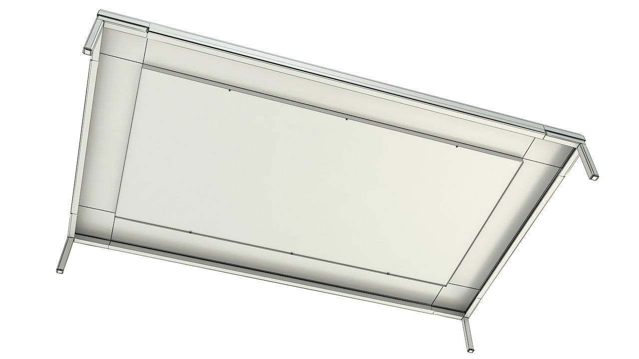 Wooden center table with glass 3D model_8