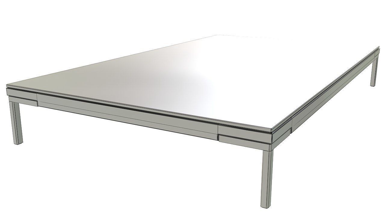 Wooden center table with glass 3D model_7
