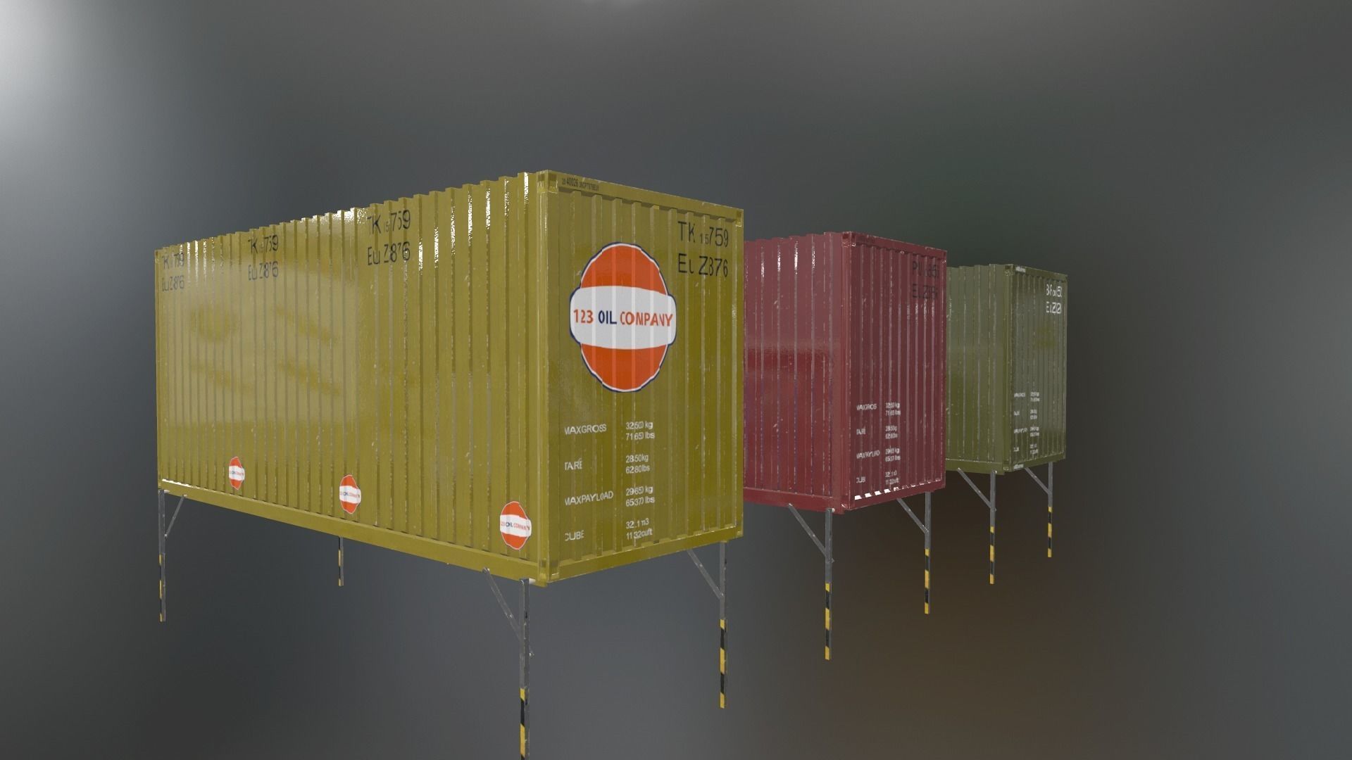 Container package Low-poly 3D model_0