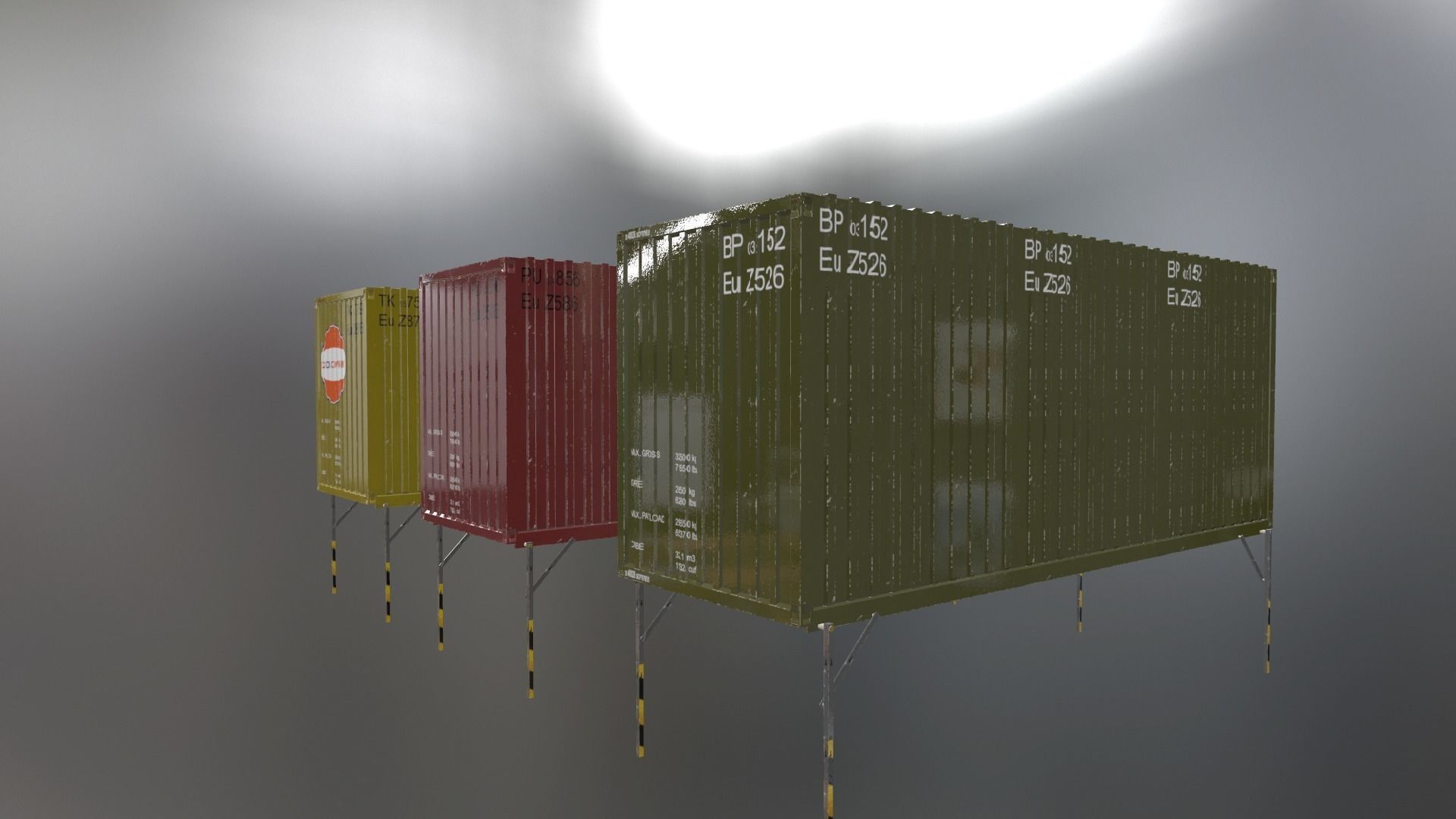 Container package Low-poly 3D model_1