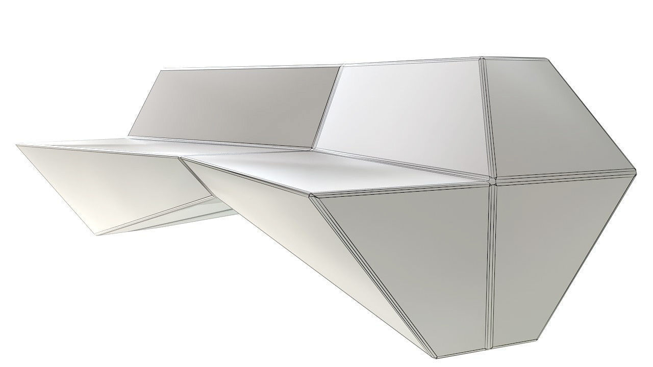 Modern plastic outdoor bench 3D model_14