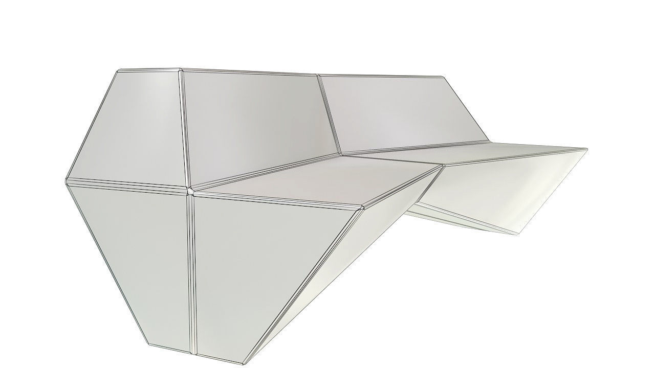 Modern plastic outdoor bench 3D model_12