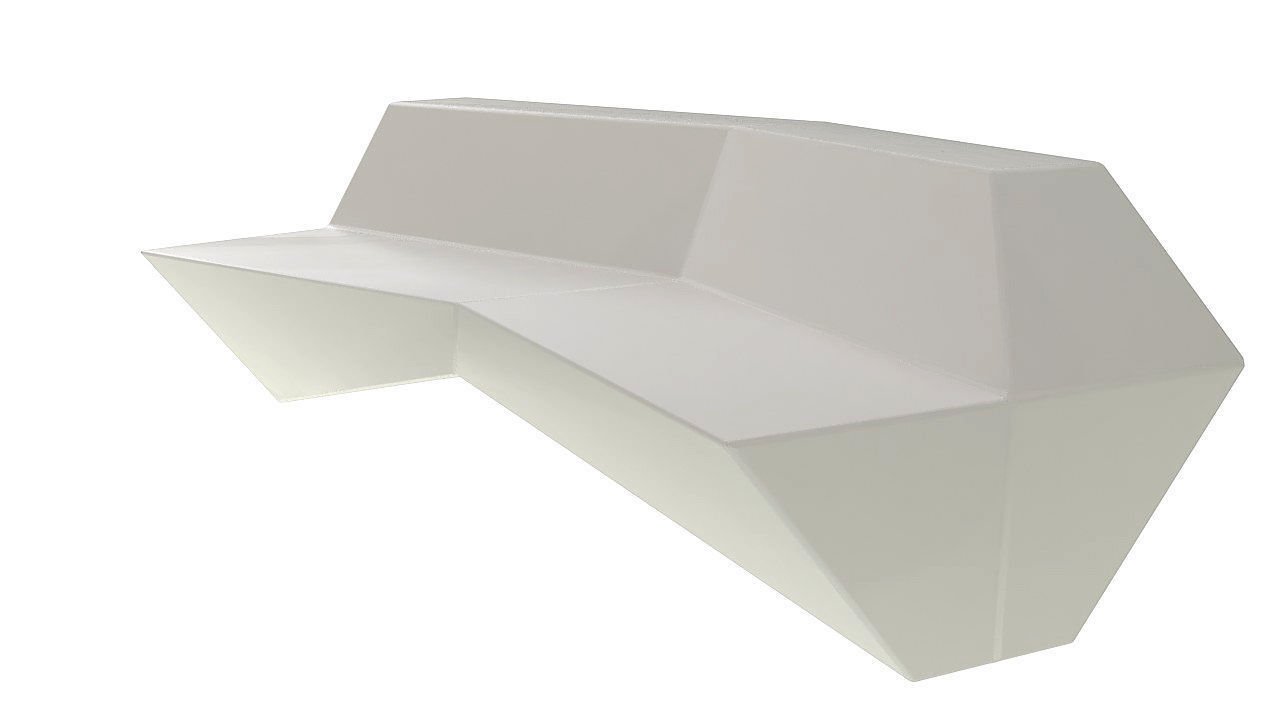 Modern plastic outdoor bench 3D model_5