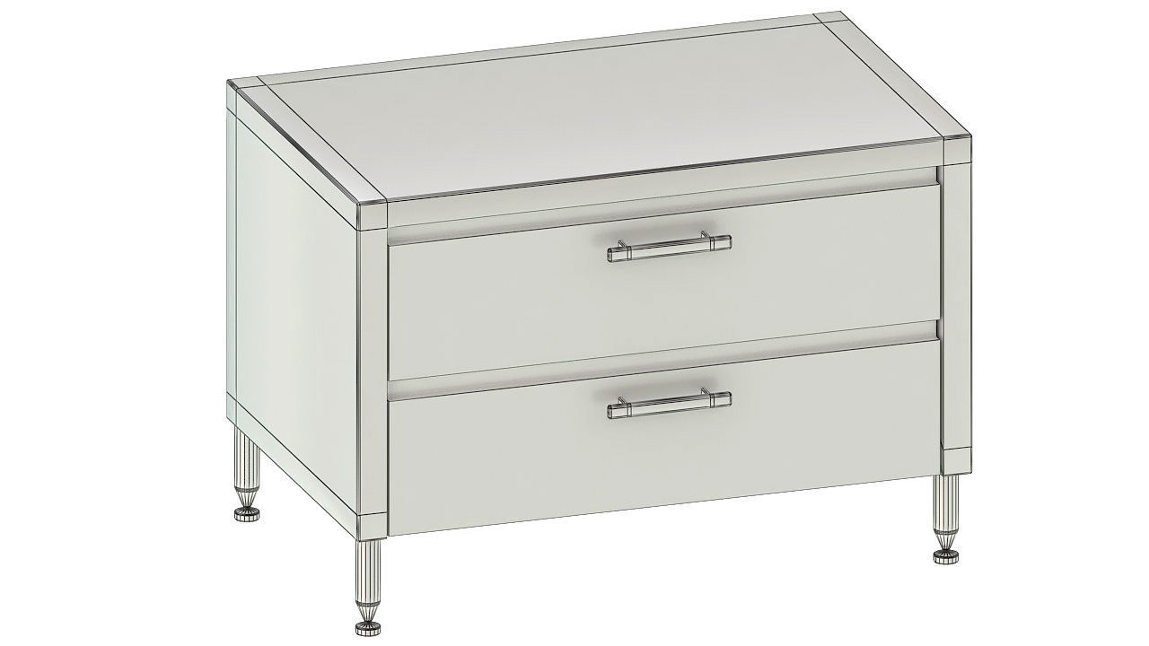 Wooden nightstand with drawers 3D model_10