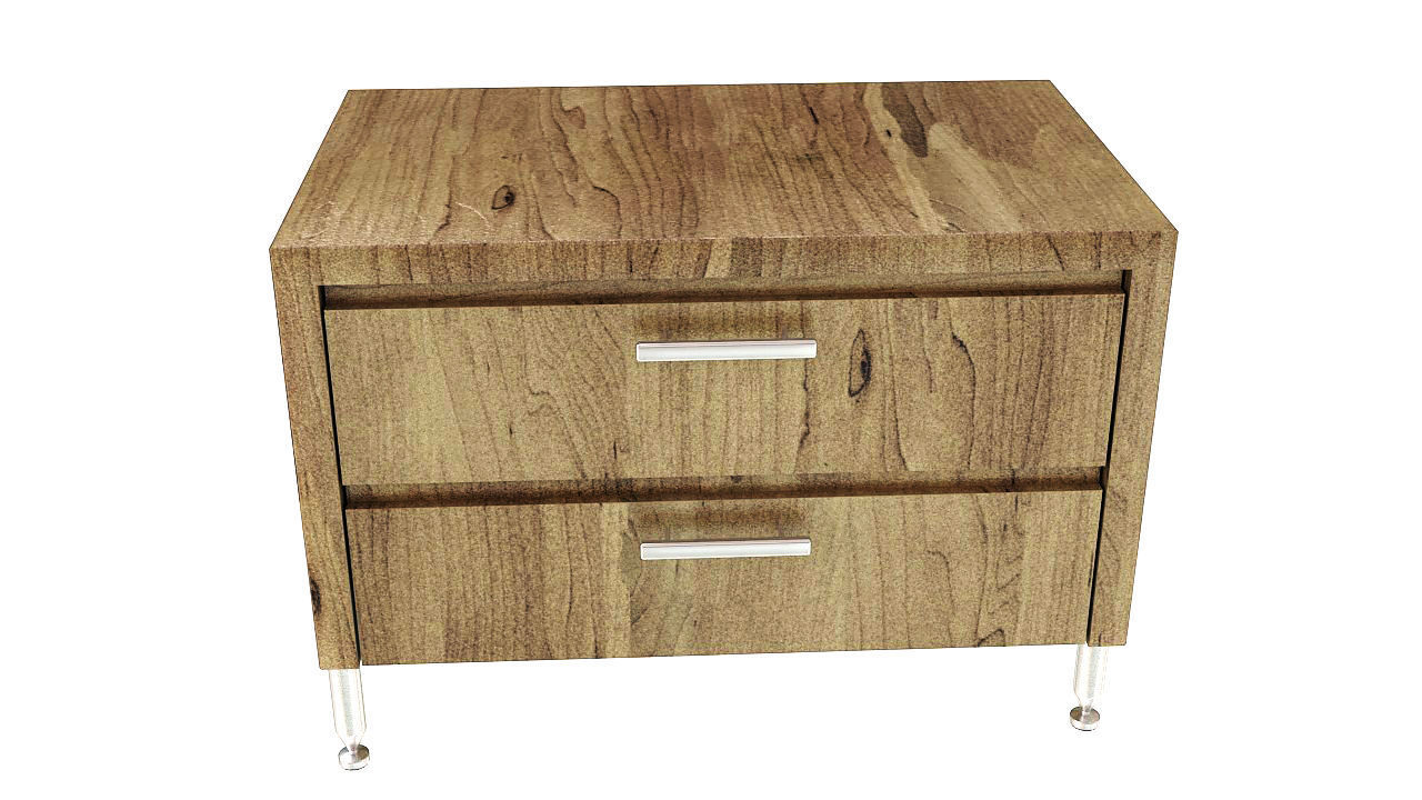 Wooden nightstand with drawers 3D model_3