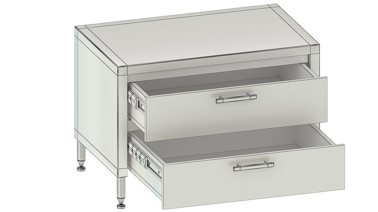 Wooden nightstand with drawers 3D model_11