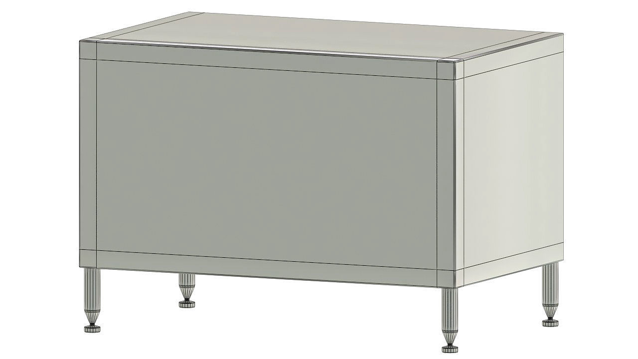 Wooden nightstand with drawers 3D model_12