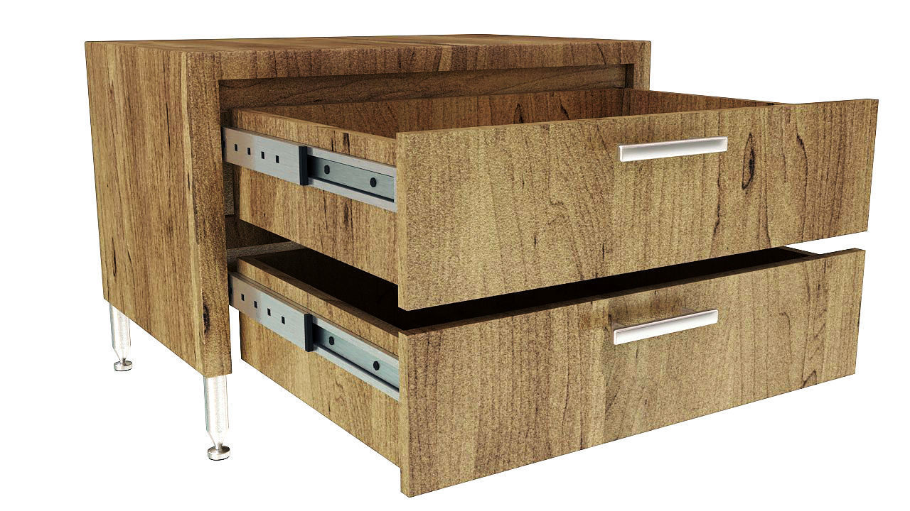 Wooden nightstand with drawers 3D model_2