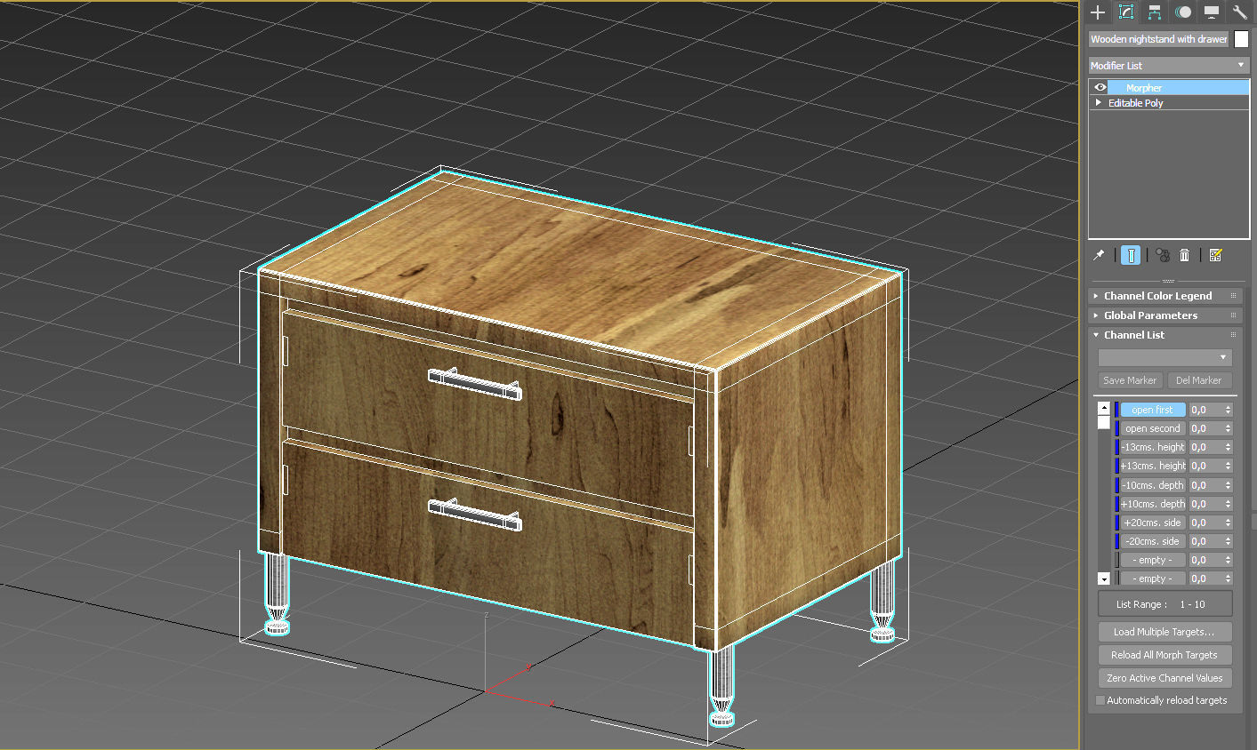 Wooden nightstand with drawers 3D model_17