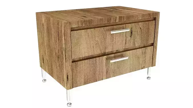 Wooden nightstand with drawers 3D model