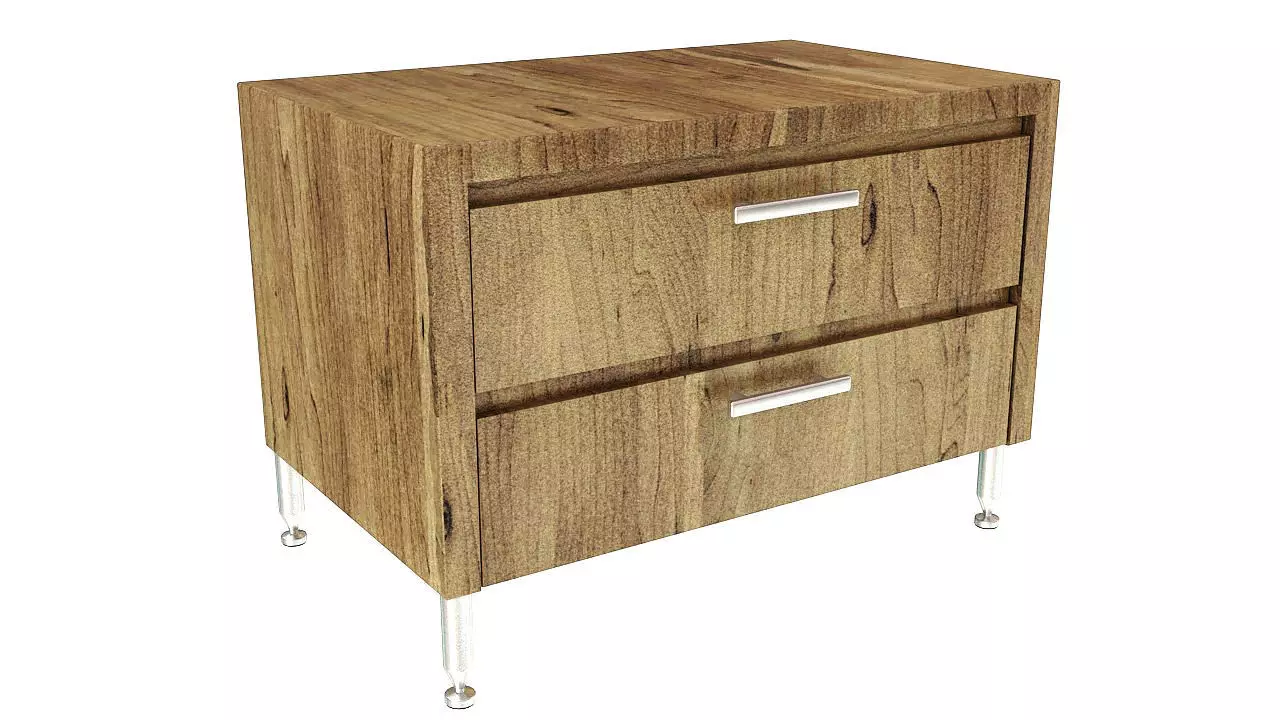 Wooden nightstand with drawers 3D model_0