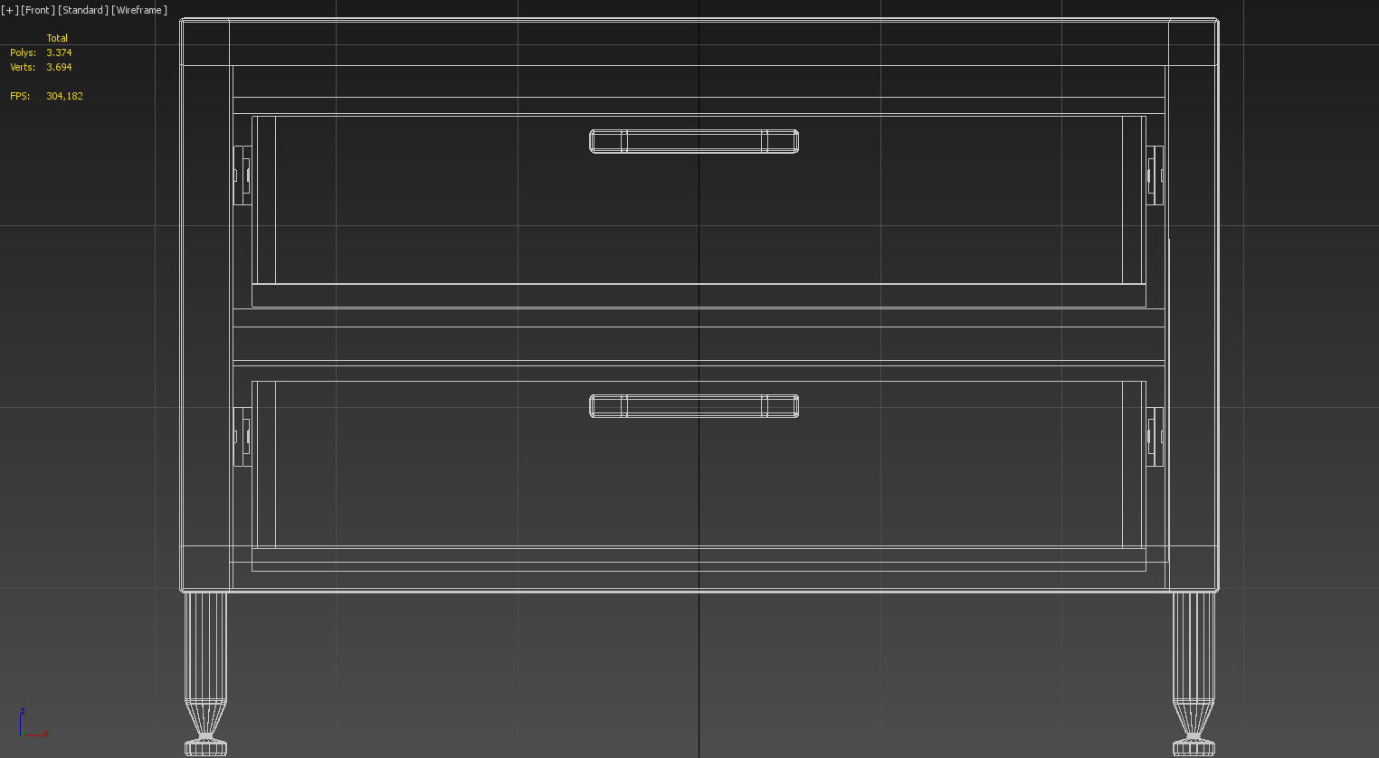 Wooden nightstand with drawers 3D model_14