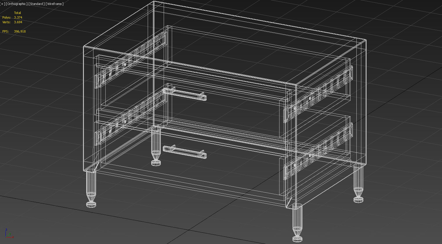 Wooden nightstand with drawers 3D model_13