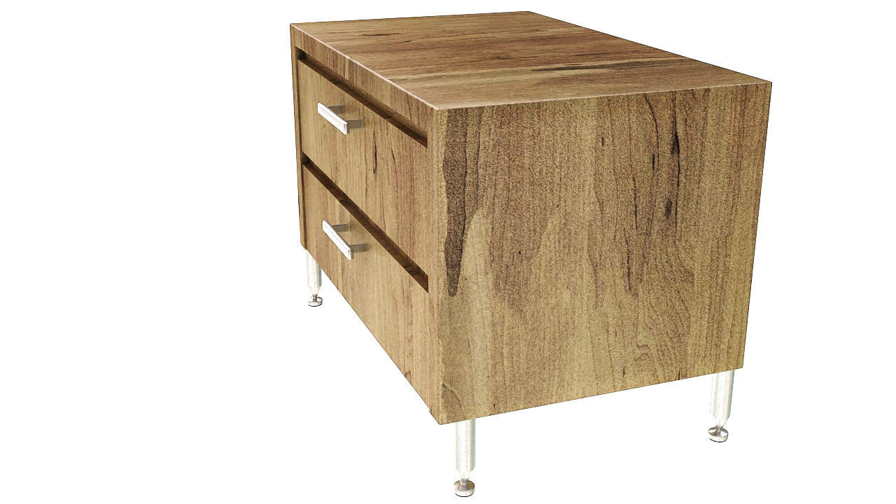 Wooden nightstand with drawers 3D model_4