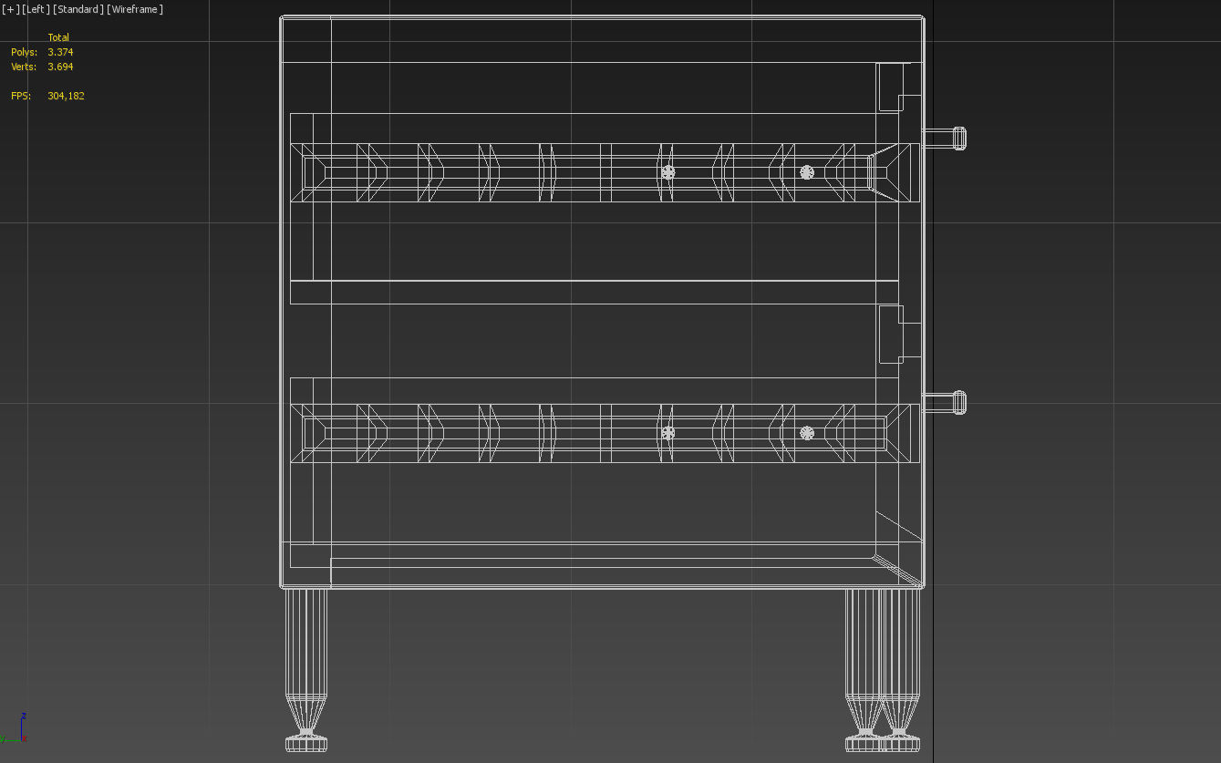 Wooden nightstand with drawers 3D model_16