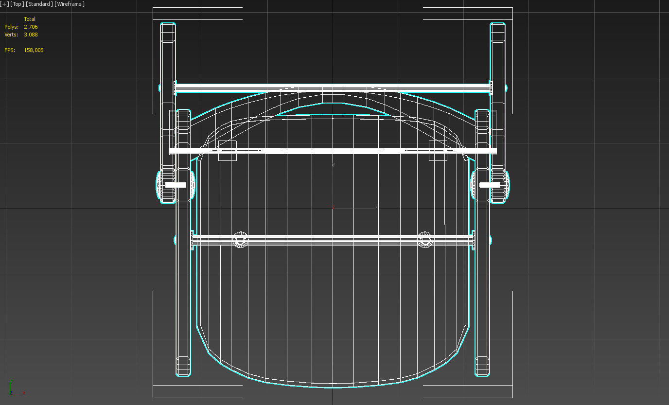 Wooden armless folding chair 3D model_19