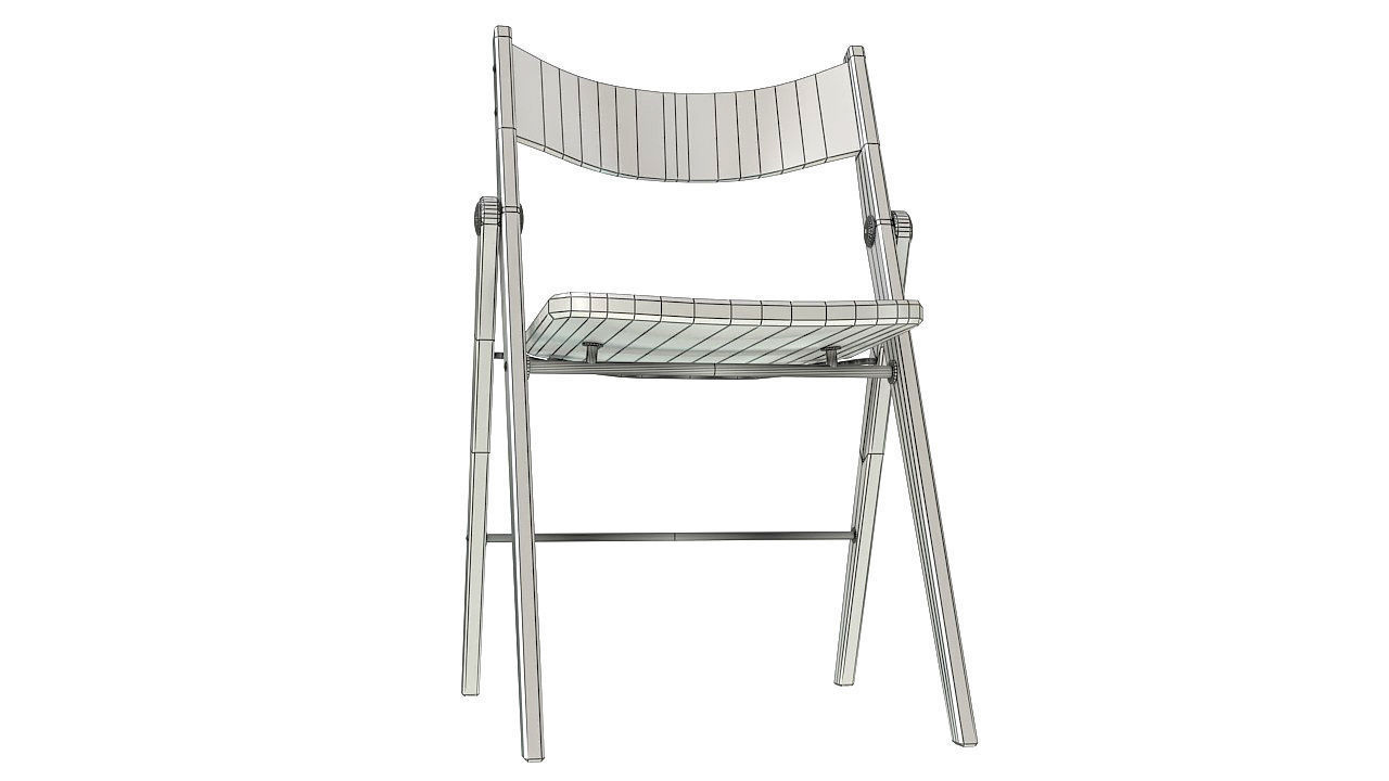 Wooden armless folding chair 3D model_10
