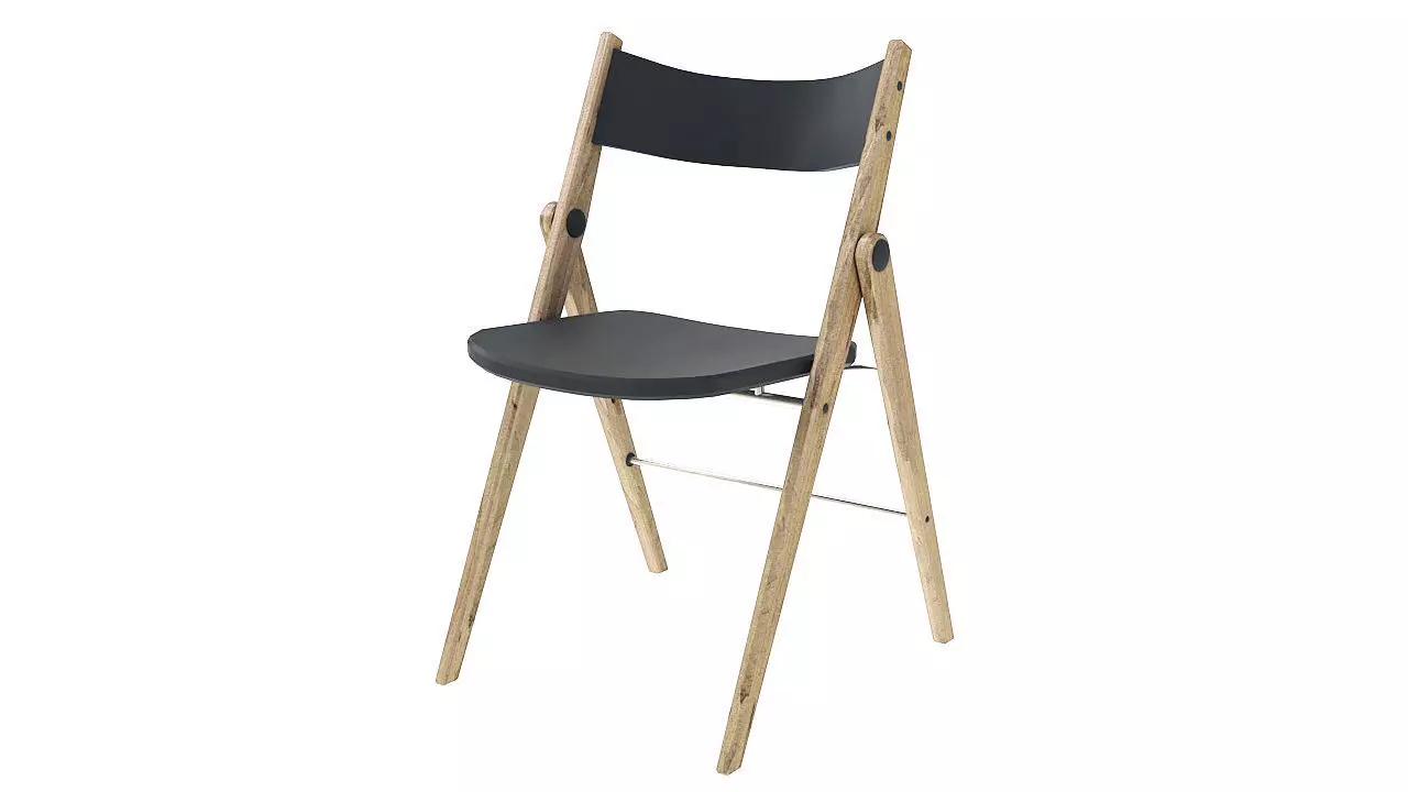 Wooden armless folding chair 3D model_0